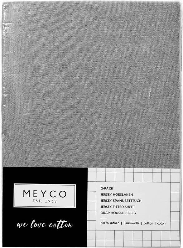 Meyco katoenen jersey hoeslaken co-sleeper 50x90 cm (set van 2) grijs