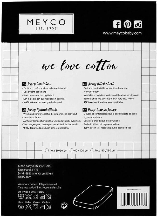 Meyco katoenen jersey hoeslaken ledikant 60x120 cm offwhite - Foto 2