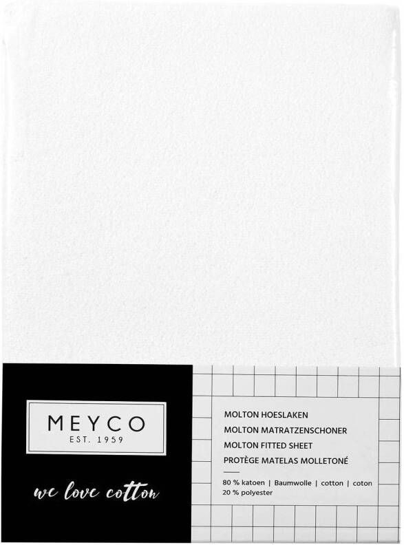 Meyco katoenen molton stretch hoeslaken 50x90 cm wit - Foto 2