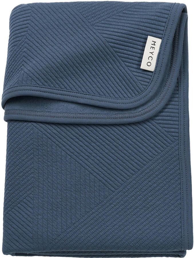 Meyco ledikant deken Jacquard met flanel donkerblauw - Foto 1