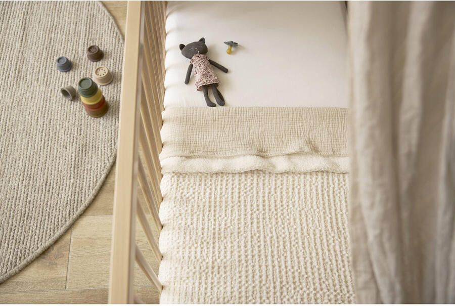 Meyco ledikant deken met wafel en teddy ecru - Foto 2