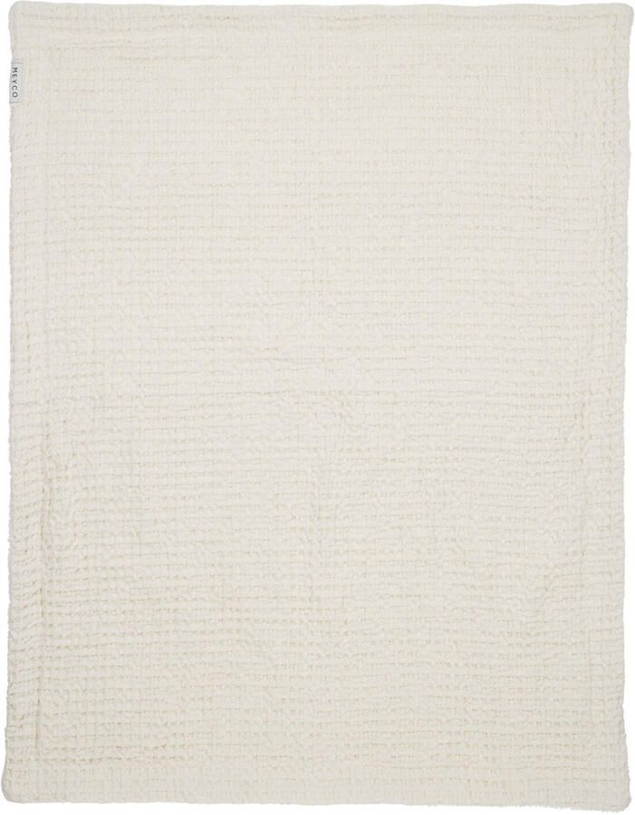 Meyco ledikant deken met wafel en teddy ecru