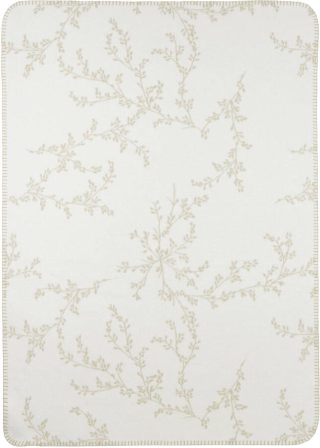 Meyco ledikantdeken Branches beige wit