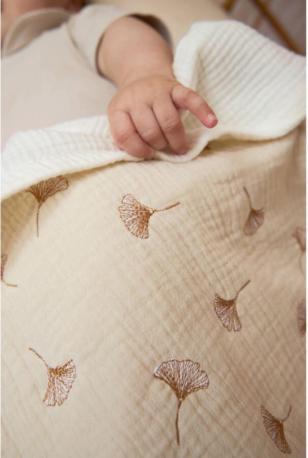 Meyco pre-washed hydrofiel wiegdeken Ginkgo soft sand