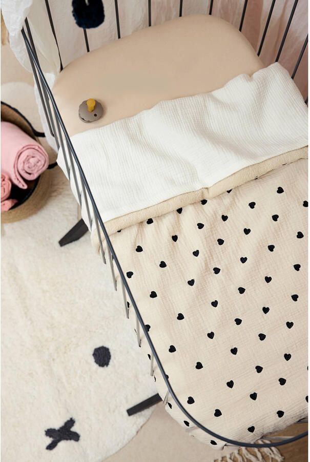 Meyco pre-washed hydrofiel wiegdeken Sweet Heart soft sand - Foto 2