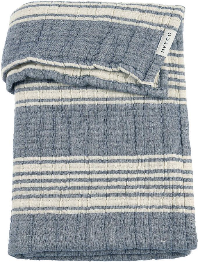 Meyco pre-washed hydrofiele ledikantdeken Stripe Jacquard Indigo - Foto 1