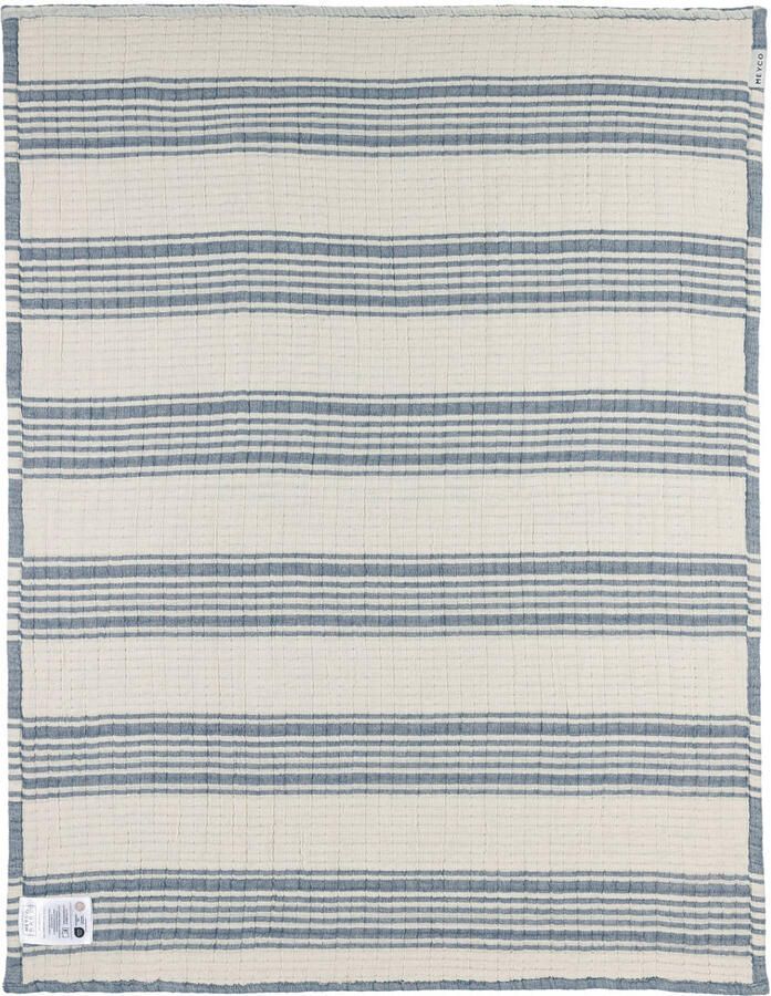 Meyco pre-washed hydrofiele ledikantdeken Stripe Jacquard Indigo - Foto 2