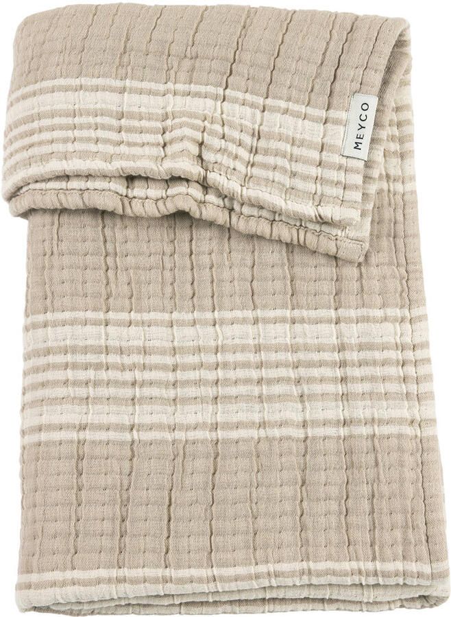 Meyco pre-washed hydrofiele ledikantdeken Stripe Jacquard Sand