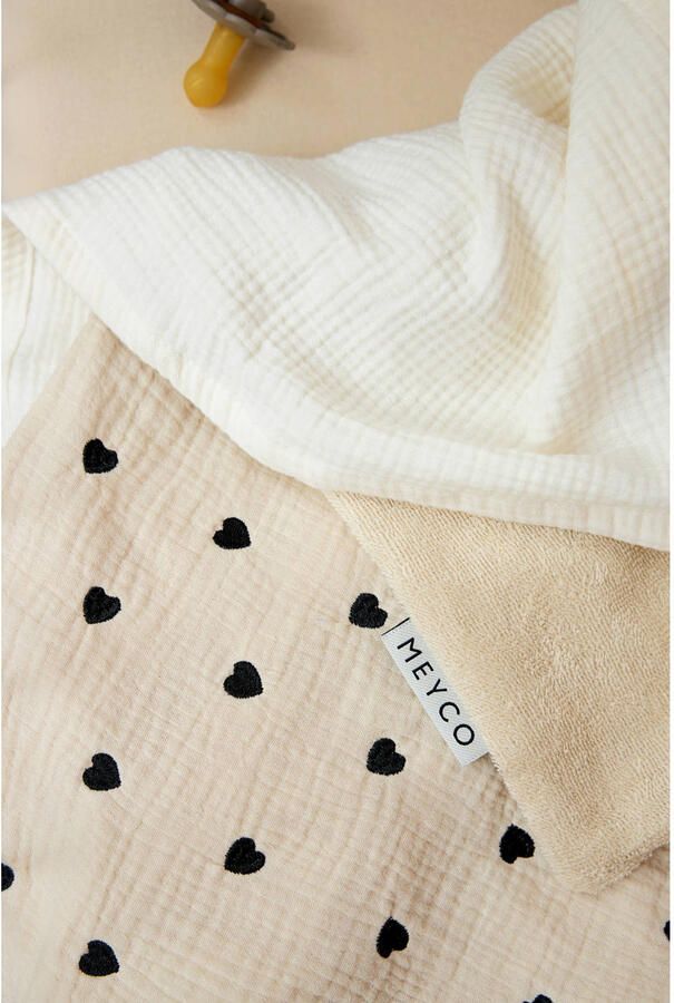 Meyco pre-washed hydrofiele ledikantdeken Sweet Heart soft sand - Foto 3