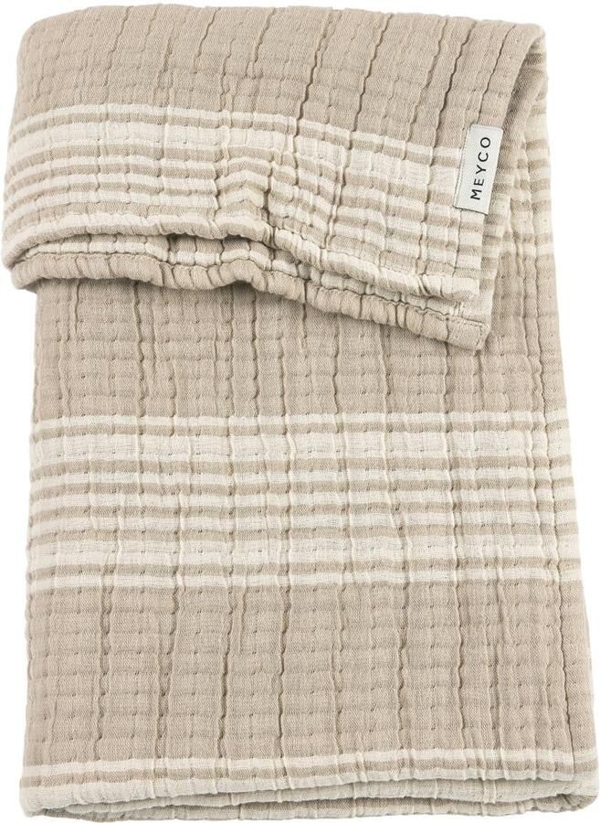 Meyco pre-washed hydrofiele wiegdeken Stripe Jacquard Sand