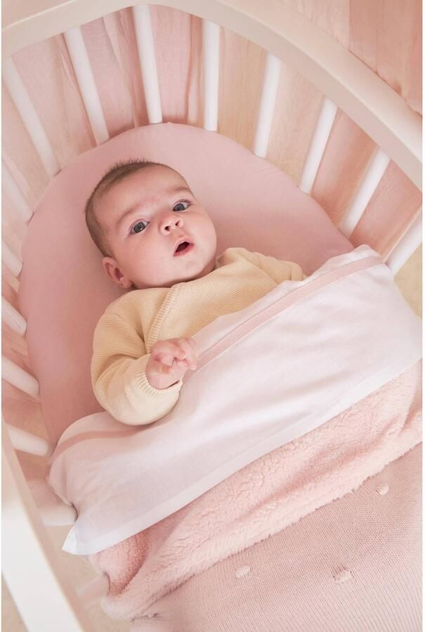 Meyco reversible baby ledikantdeken Mini Knots Teddy 100x150 cm Soft Pink - Foto 3