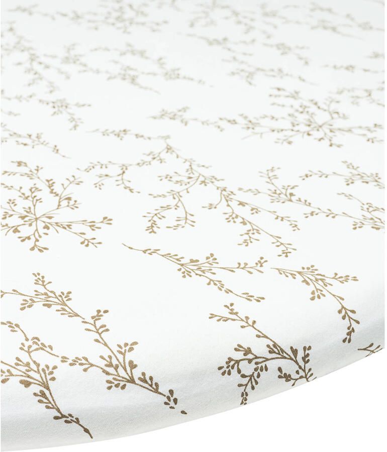 Meyco rond boxmatras hoeslaken Branches wit beige