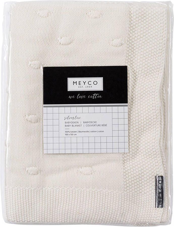 Meyco Silverline Knots ledikantdeken 100x150 cm gebroken wit