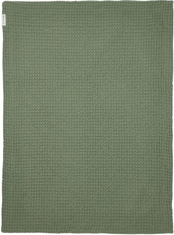 Meyco wafel katoenen ledikant deken Olive Green - Foto 3