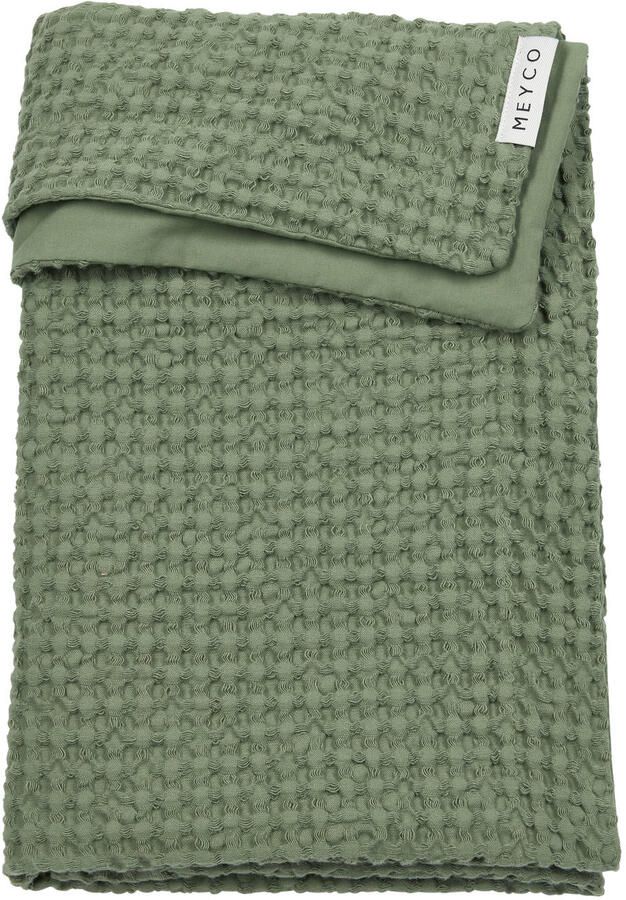 Meyco wafel katoenen ledikant deken Olive Green