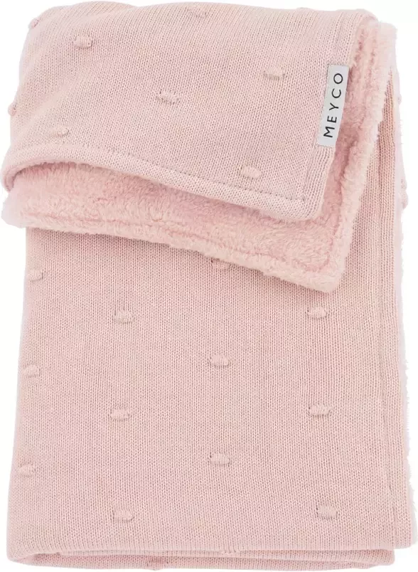 Meyco reversible baby ledikantdeken Mini Knots Teddy 100x150 cm Soft Pink - Foto 3