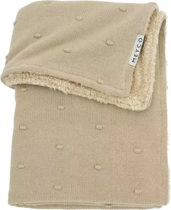 Meyco reversible baby wiegdeken Mini Knots Teddy 75x100 cm Sand - Foto 3