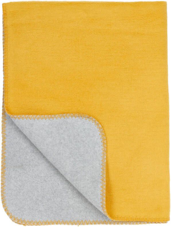 Meyco reversible katoenen baby wiegdeken 75x100 cm honey gold grijs melange
