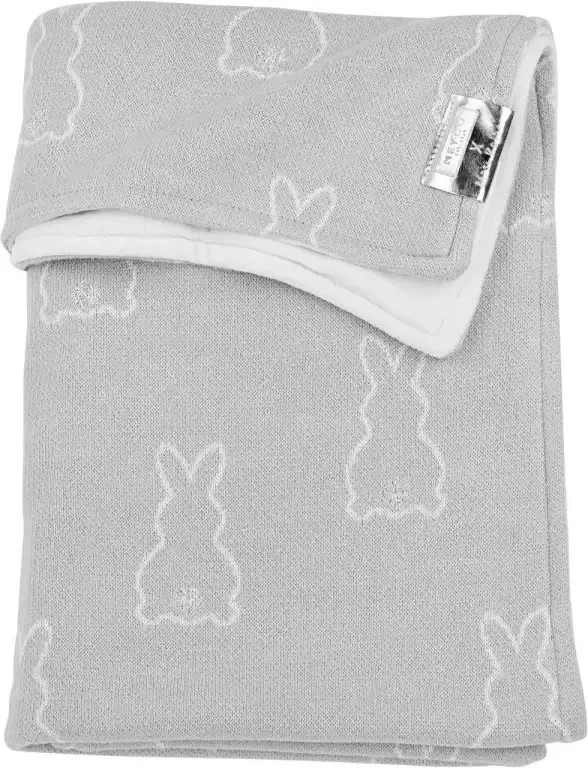 Meyco X Mrs. Keizer baby ledikantdeken velvet 100x150 cm Rabbit silver