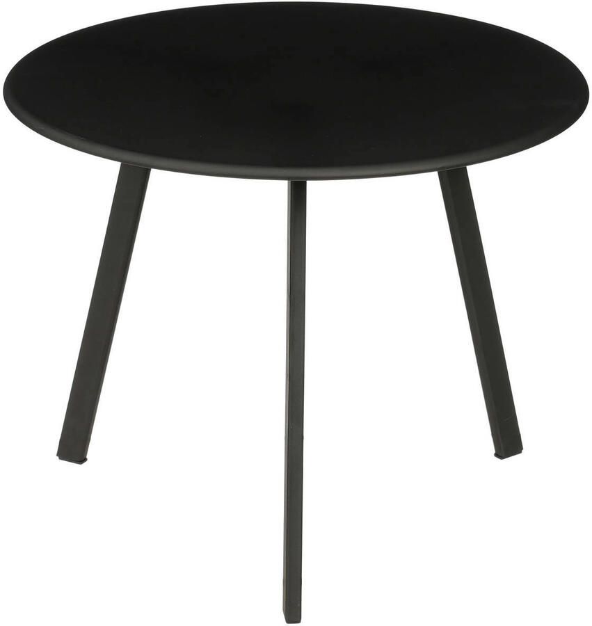 Mica Decorations Seatle Bijzettafel voor Buiten Salontafel Rond Plantentafel en Koffietafel H30 x Ø38 cm Metaal Zwart