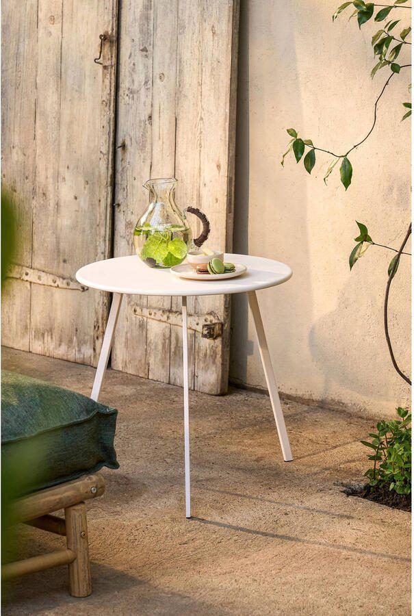 Mica Decorations Seatle Bijzettafel Buiten H50 x Ø50 cm Metaal Wit - Foto 2