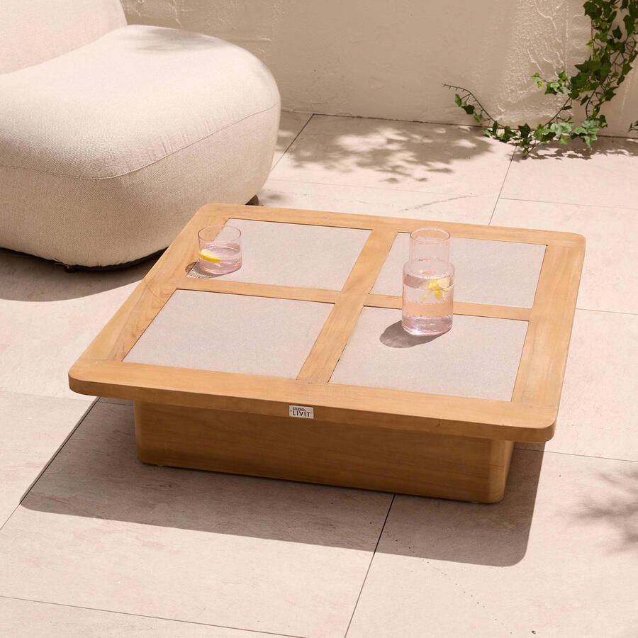 NOUS Garden salontafel Ventana teak keramiek (80x80)