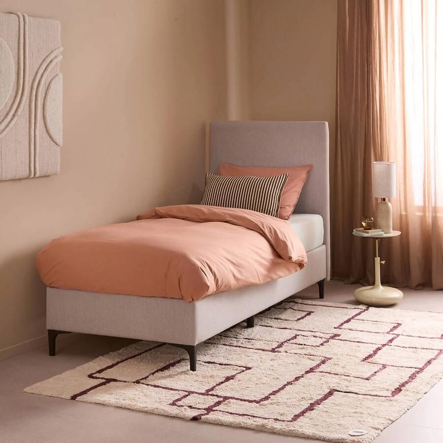 NOUS Living Lassi boxspring met hoofdbord 90x200 cm lichtgrijs