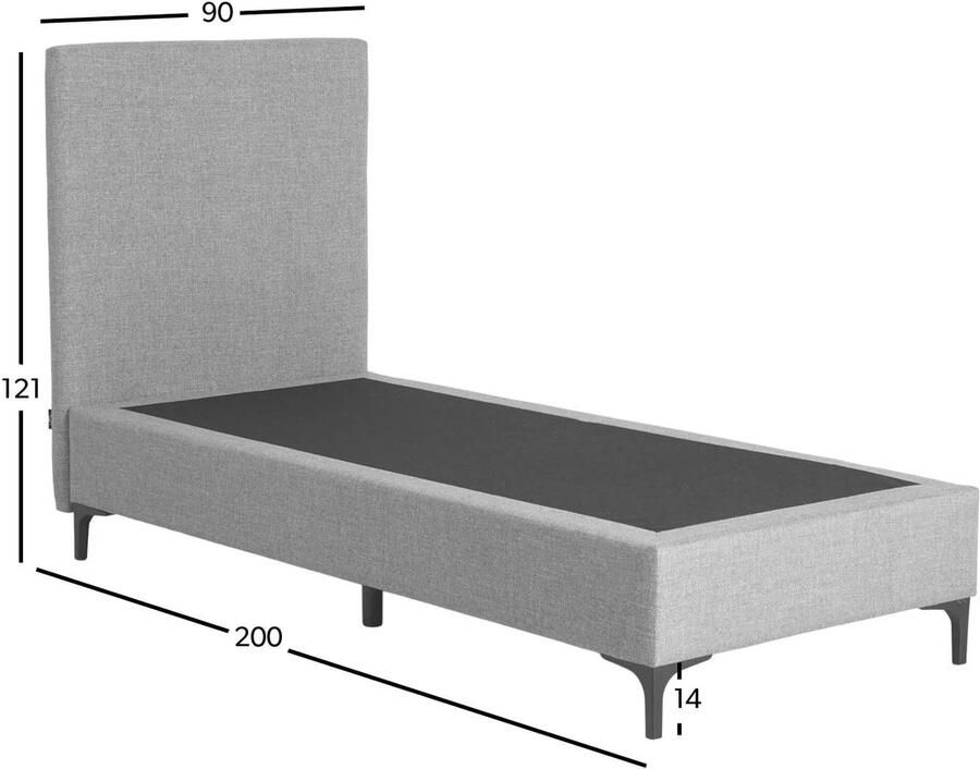 NOUS Living Lassi boxspring met hoofdbord 90x200 cm lichtgrijs - Foto 3