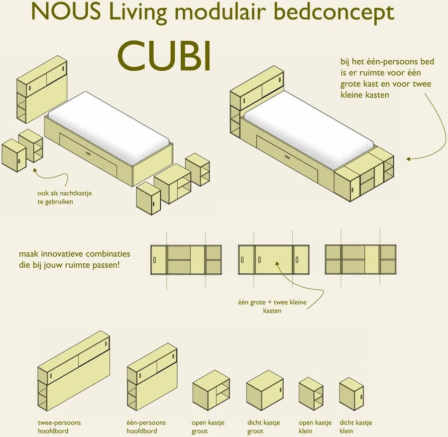 NOUS Living modulair bed Cubi (90x200 cm) - Foto 2