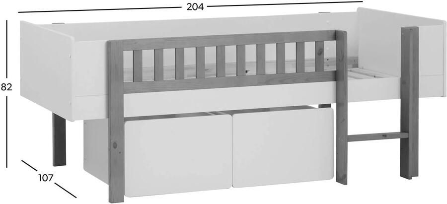NOUS Kids kinderhalfhoogslaper met lades Seto (90x200 cm) - Foto 3