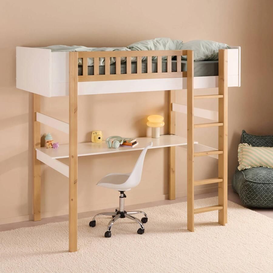 NOUS Kids kinderhoogslaper met bureau Seto (90x200 cm)