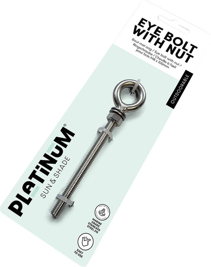 Platinum sun & shade Platinum Oogbout met moer voor houten paal M8x100mm