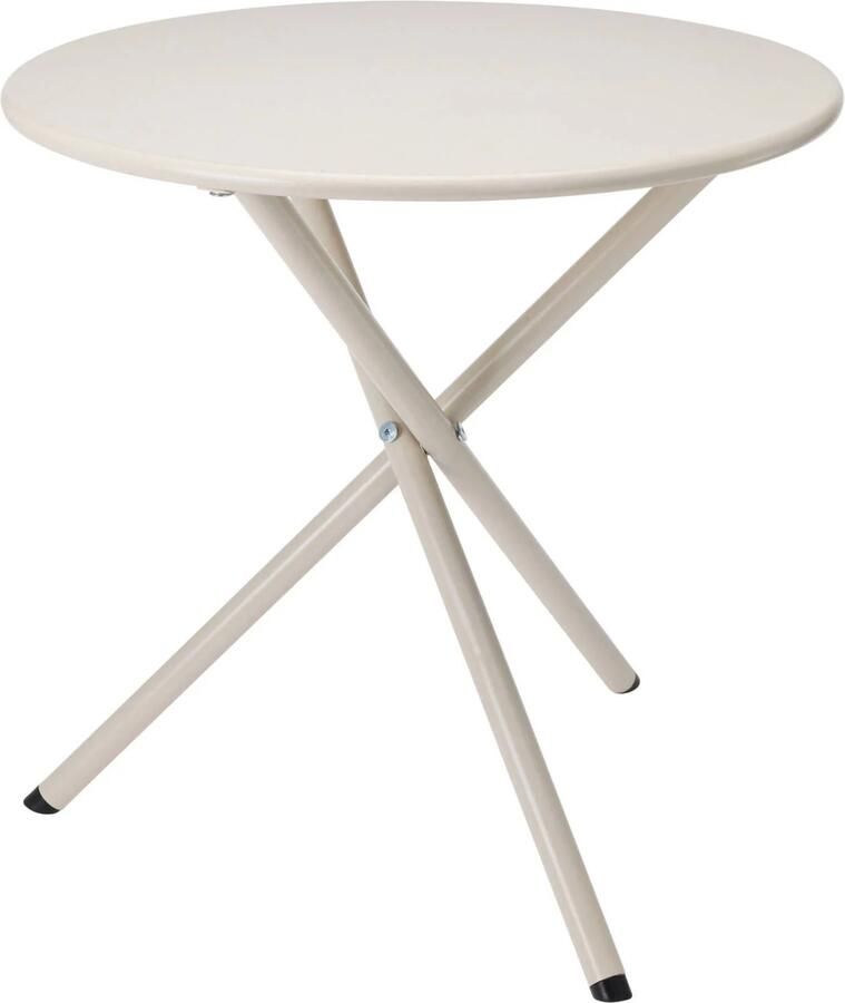 Ambiance Tuin bijzettafeltje creme wit metaal Dia 48 cm Hoogte 48 cm rond koffietafel