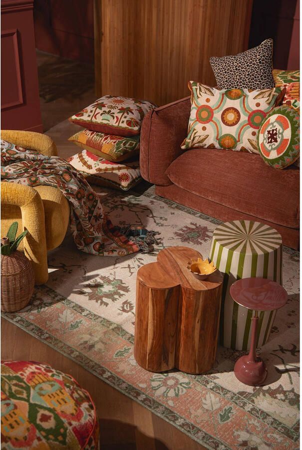 Sissy-Boy Multicolour jacquard poef met ikat dessin