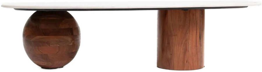 Sissy-Boy Houten koffietafel met marmer blad en asymmetrisch onderstel - Foto 4