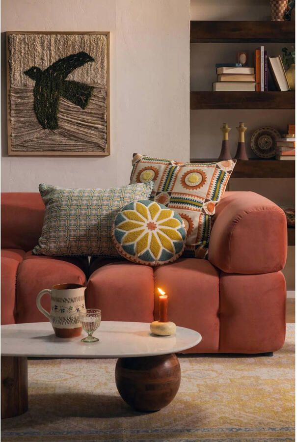 Sissy-Boy Houten koffietafel met marmer blad en asymmetrisch onderstel