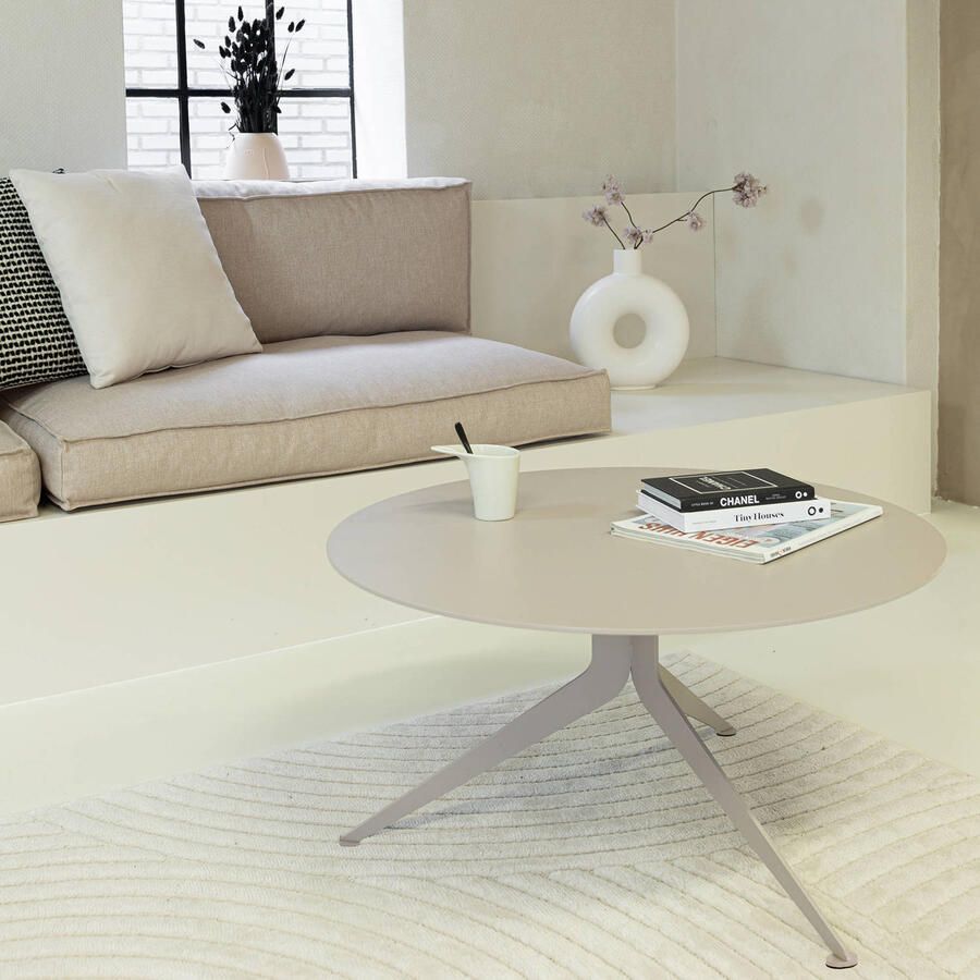 Spinder Design salontafel Daley Silky Taupe Ø 80 Staal
