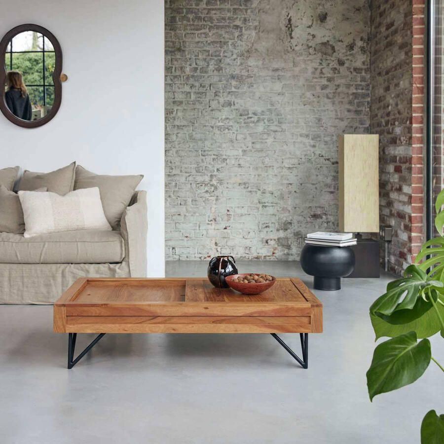 Tikamoon Bonnie Massieve acacia salontafel met opbergruimte