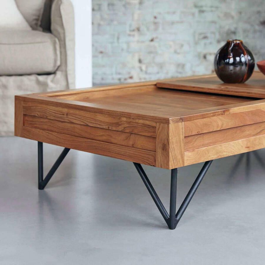 Tikamoon Bonnie Massieve acacia salontafel met opbergruimte - Foto 3