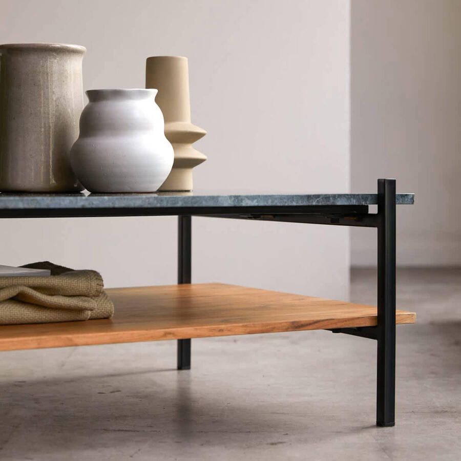 Tikamoon Edit Massief acacia en marmeren salontafel - Foto 3