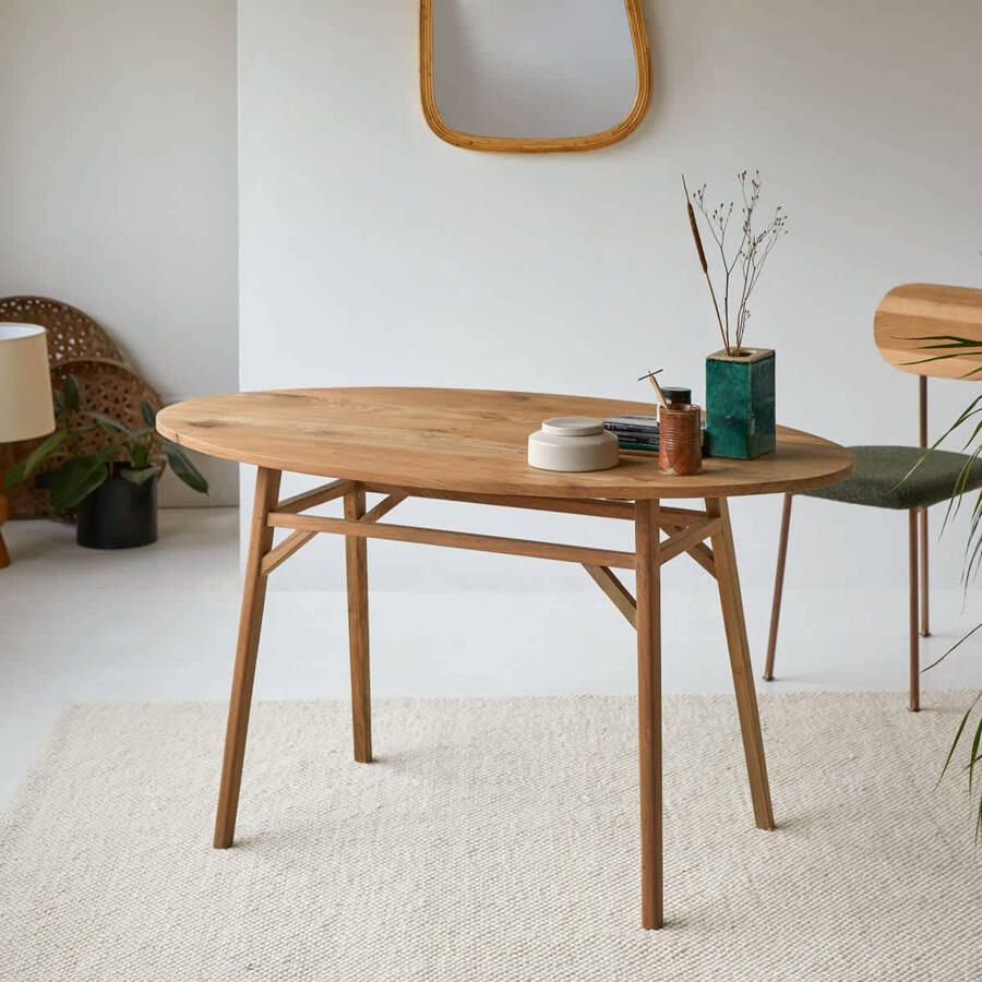 Tikamoon Elena Ovaal bureau van gerecycled massief teckhout - Foto 3