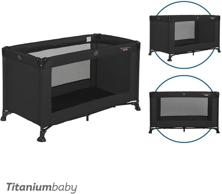 Titaniumbaby Campingbed SMART Jordan 60x120 cm Black inclusief draagtas - Foto 2