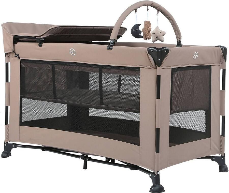 Titaniumbaby Campingbed SOLID Emma Lush Taupe inclusief Verschoontafel|Speelboog|Klamboe & bodemverhoger - Foto 2