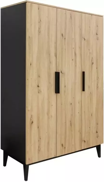 ToiToiKids Xem 3-deurskast Mat Zwart Eiken - Foto 2