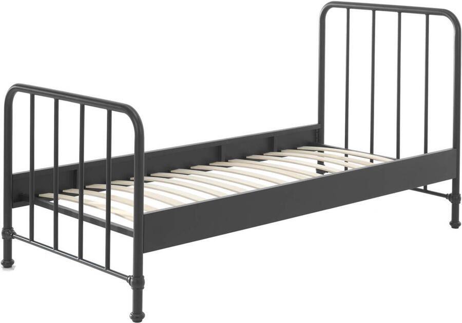 Vipack Eenpersoonsbed Bronxx metaal 90x200 mat zwart