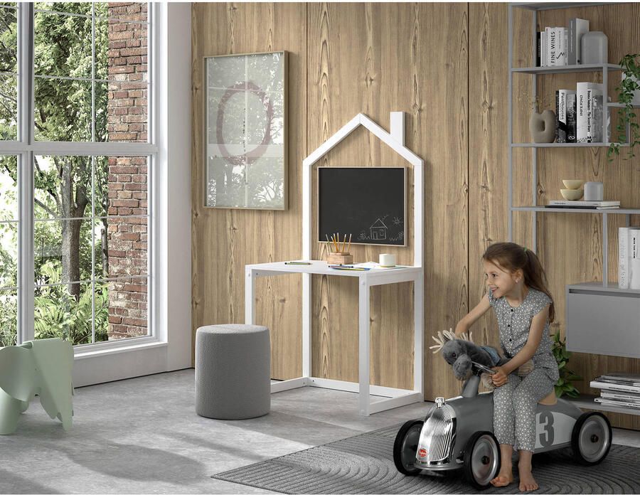 Vipack Kinderbureau Dallas uitvoering massief dennenhout stevig gebouwd met huislook groot werkoppervlak ideaal voor kleine ruimtes 2 kleuren - Foto 3