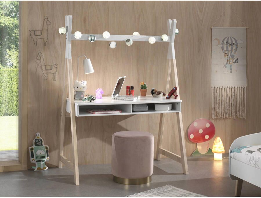 Vipack EMOB Bureau Kiddy Tipi 116x75 MDF grenen wit Kantoor Wit Hout; MDF Kantoor Op voorraad