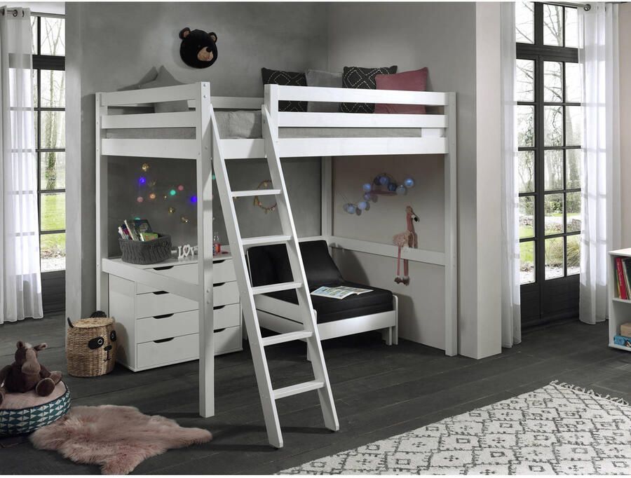 Vipack Hoogslaper Claire 140x200 met zetelbed en ladenkast wit - Foto 3