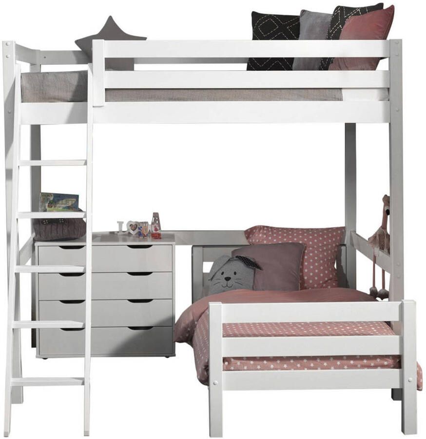 Vipack slaper Claire 140 x met bed Anne 90x en ladenkast 140x200 Wit - Foto 3