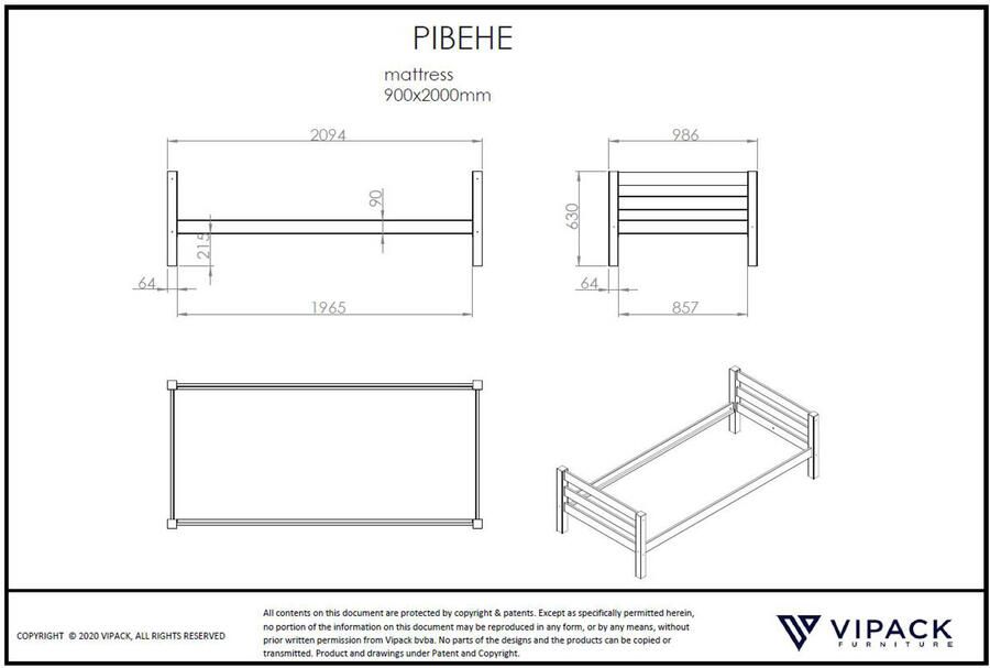 Vipack slaper Claire 140 x met bed Anne 90x en boekenkast 140x200 Wit - Foto 3